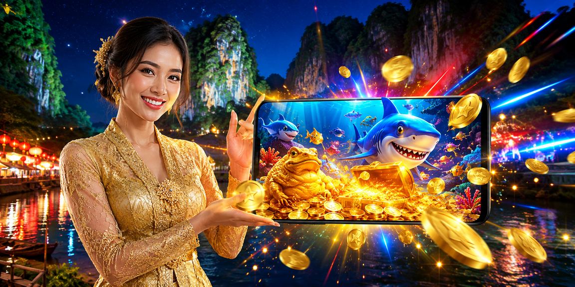 Permainan memancing dan hiburan kasino bertema Ipoh dengan pakaian kebaya yang meriah